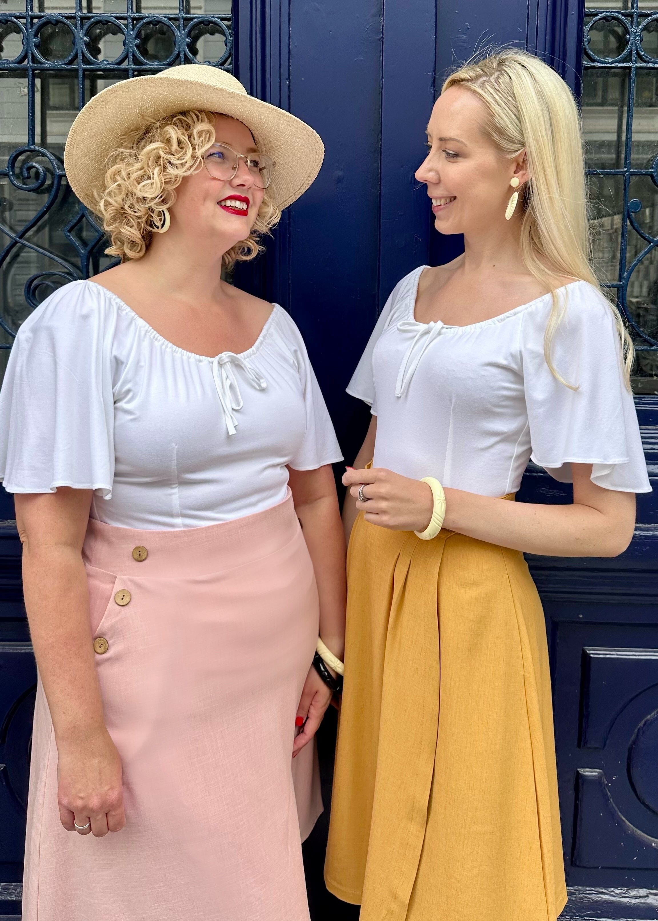 A-line nederdel med knapper i lys rosa aline nederdel Daisy Dapper 