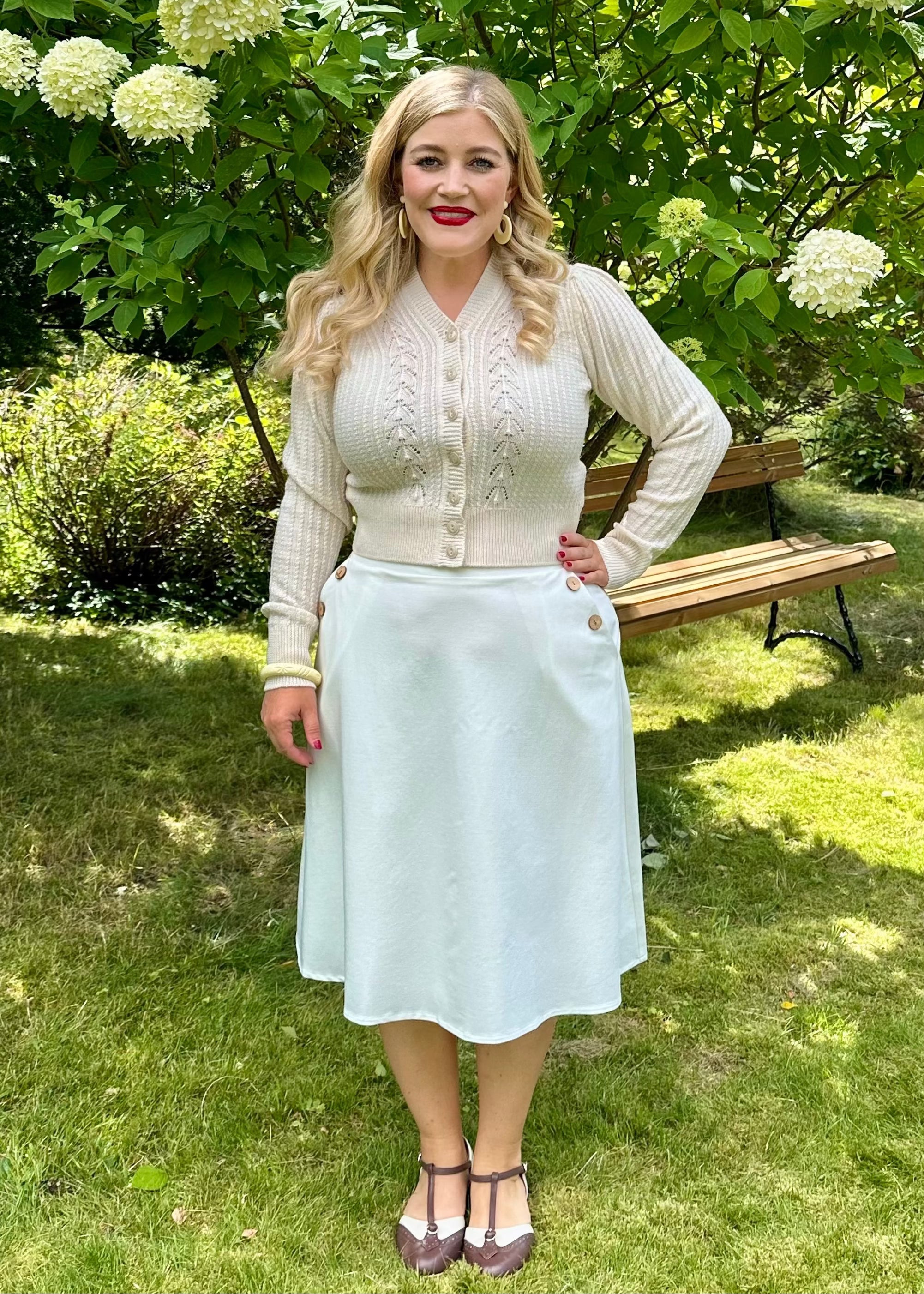 A-line nederdel med knapper i råhvid aline nederdel Daisy Dapper 