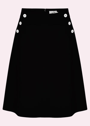A-line nederdel med knapper i sort aline nederdel Daisy Dapper 