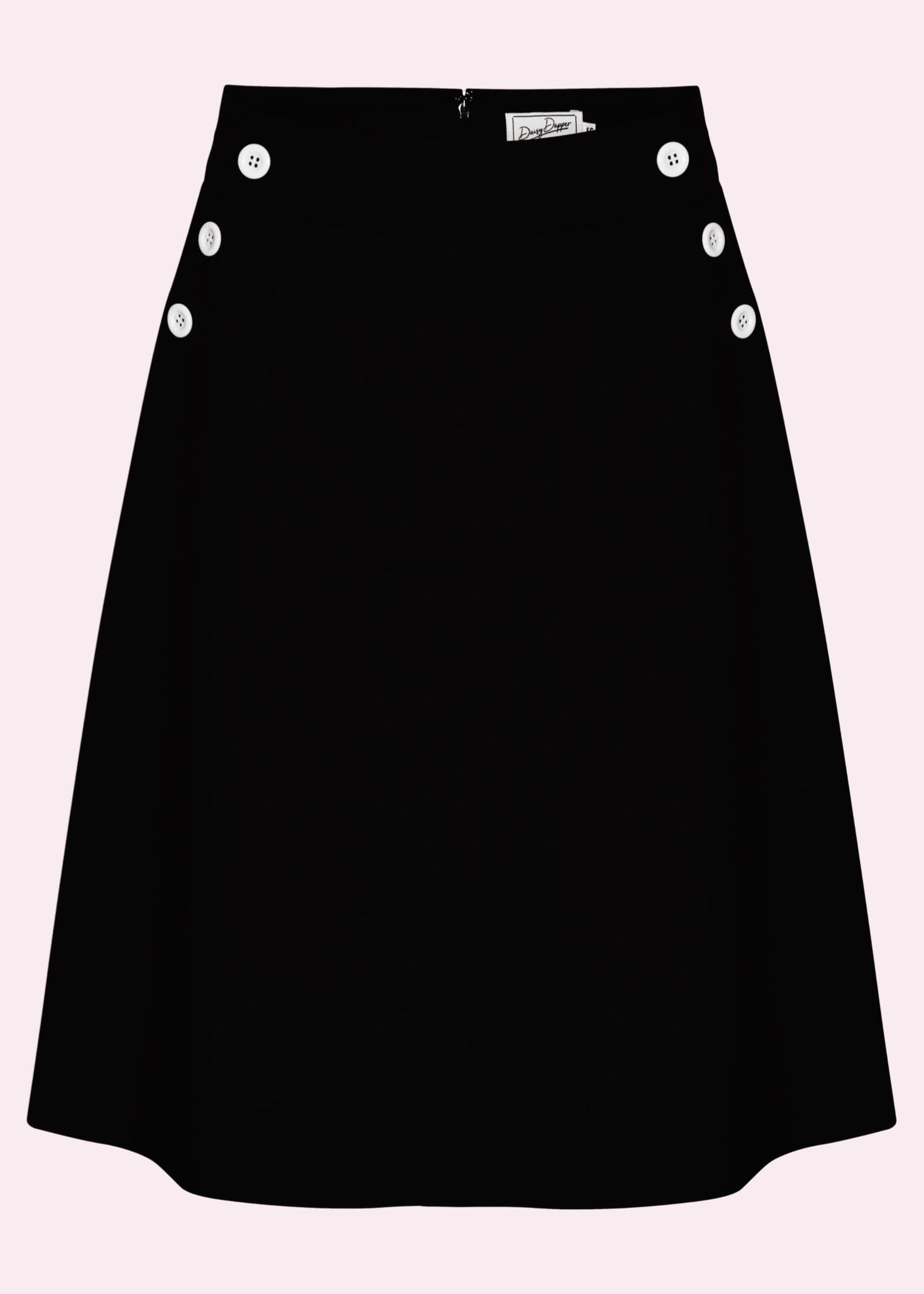 A-line nederdel med knapper i sort aline nederdel Daisy Dapper 