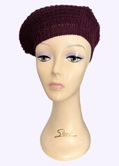 Baret i aubergine strik Accessories House of Foxy 