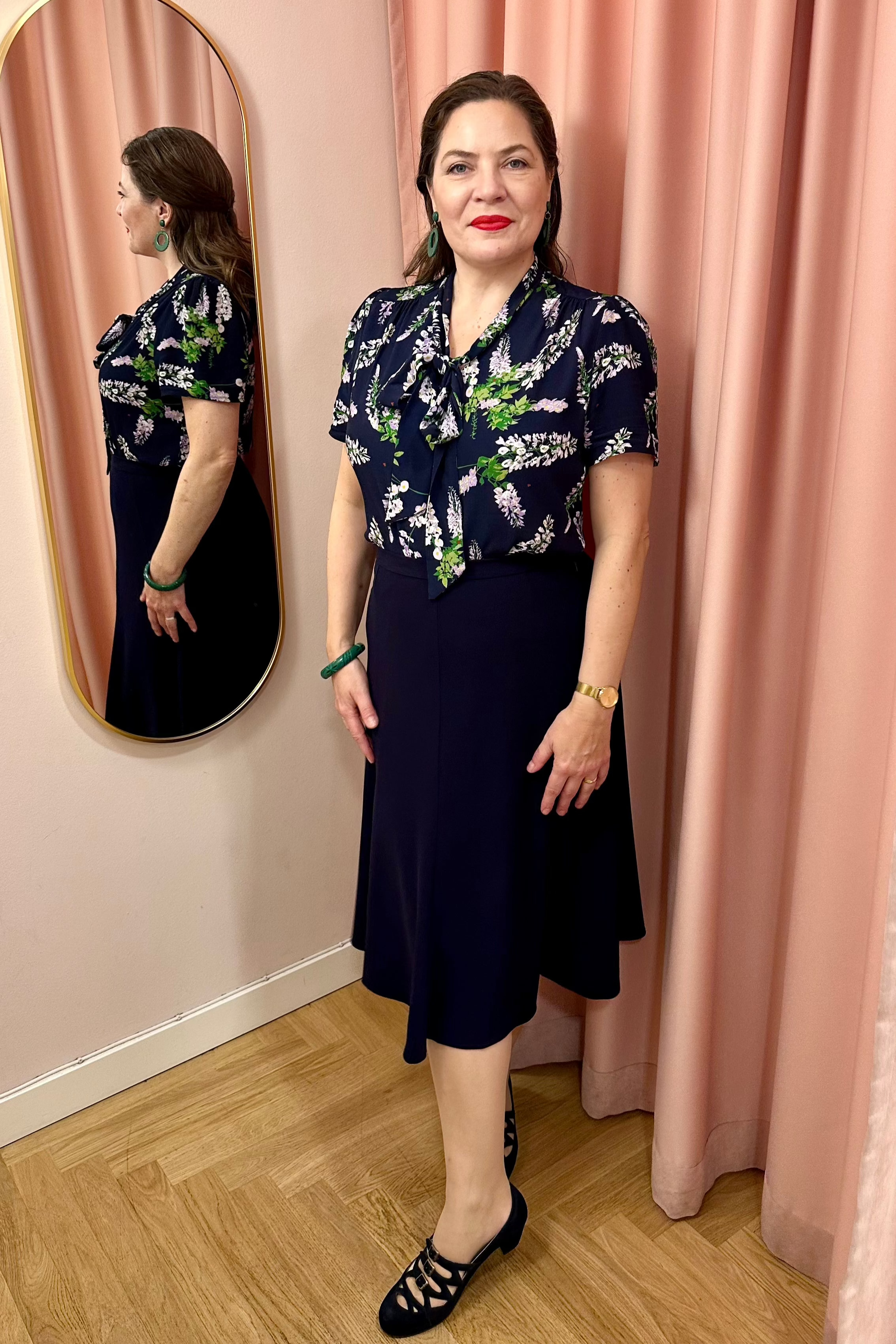 Bette Midi nederdel i navy aline nederdel Weekend Doll 