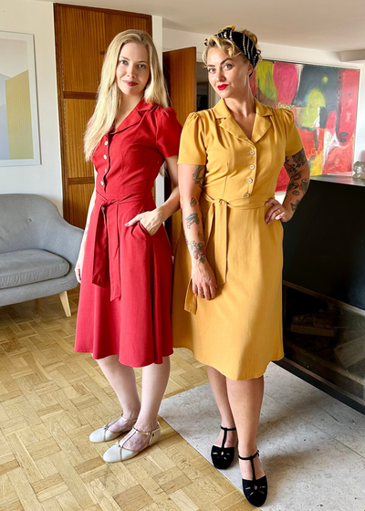 Betty kortærmet skjortekjole i brændt orange Kjoler Daisy Dapper 