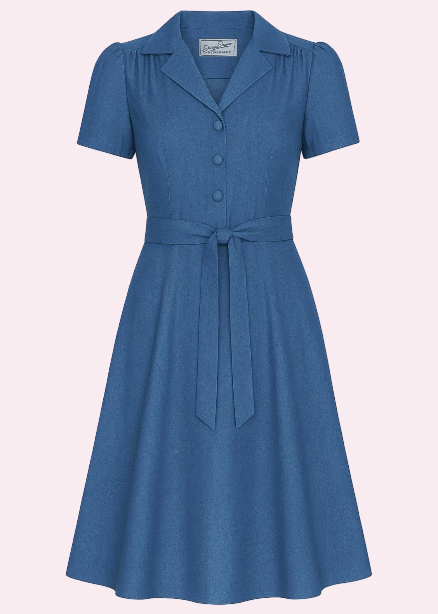 Betty kortærmet skjortekjole i mørk denimblå Kjoler Daisy Dapper 