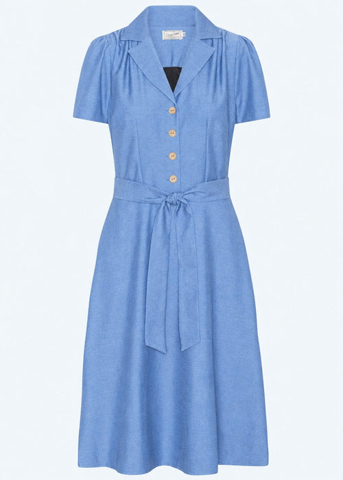 Betty kortærmet skjortekjole - lys denimlook