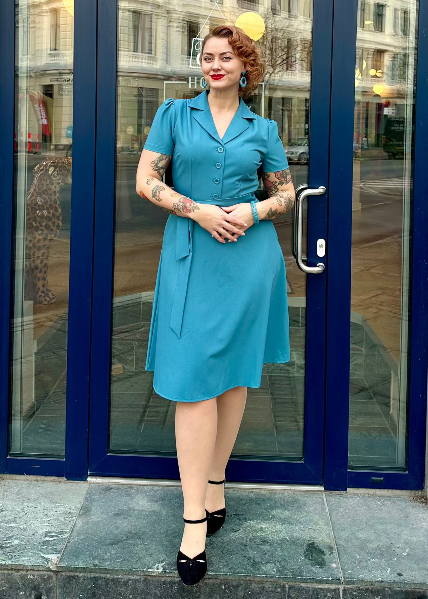 Betty skjortekjole i Air force blue skjortekjole Daisy Dapper 