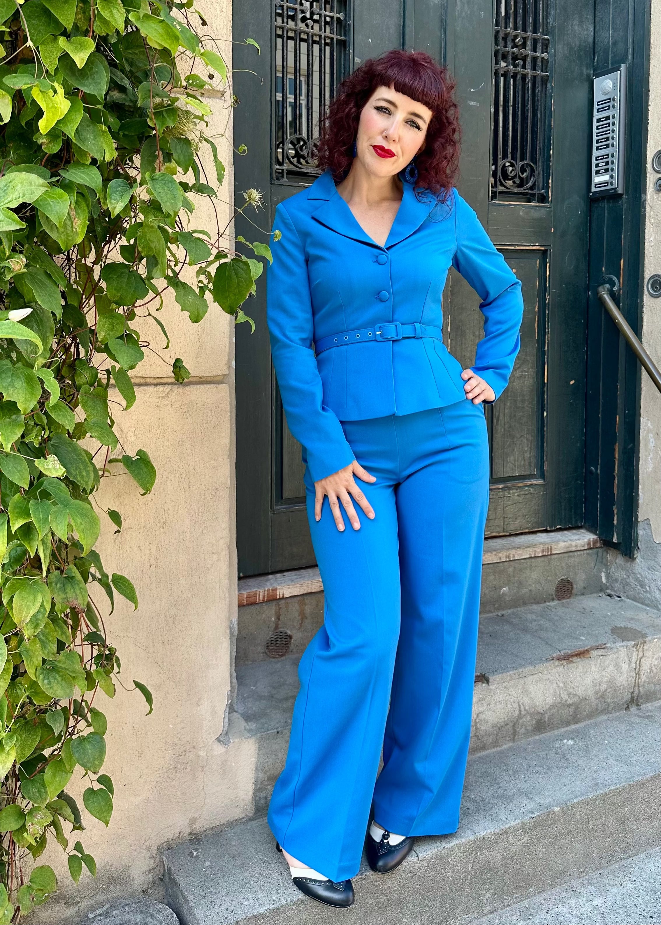 Billie højtaljede bukser i sommerblå bukser Daisy Dapper 