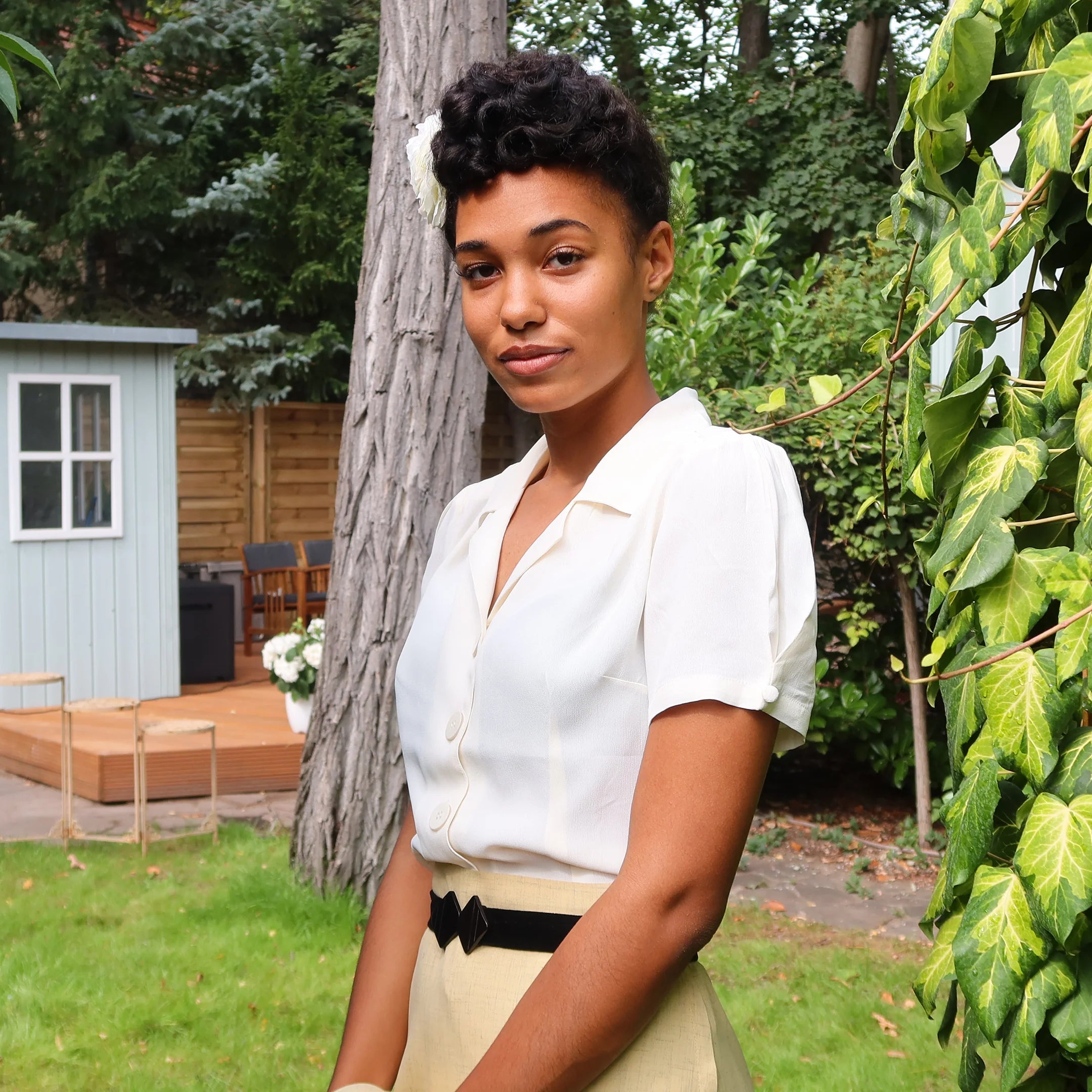 Grace kortærmet skjorte - creme