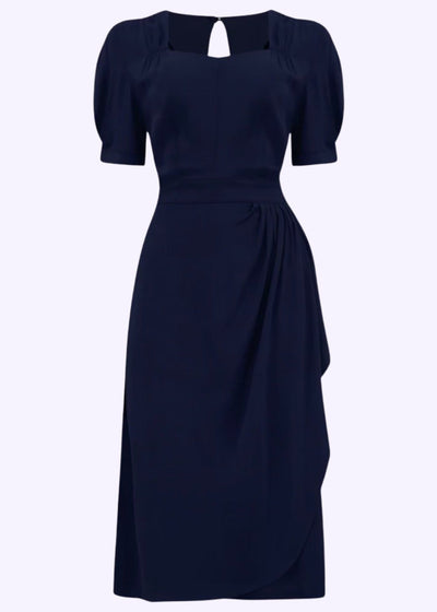 Bloomsbury: Shelly navy blå kjole i 40er stil Seamstress Of Bloomsbury 