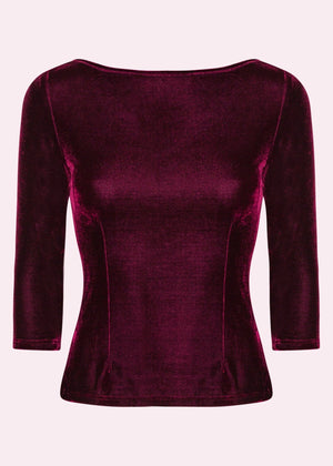 Boatneck vendbar top i bordeaux velour jersey top Daisy Dapper 