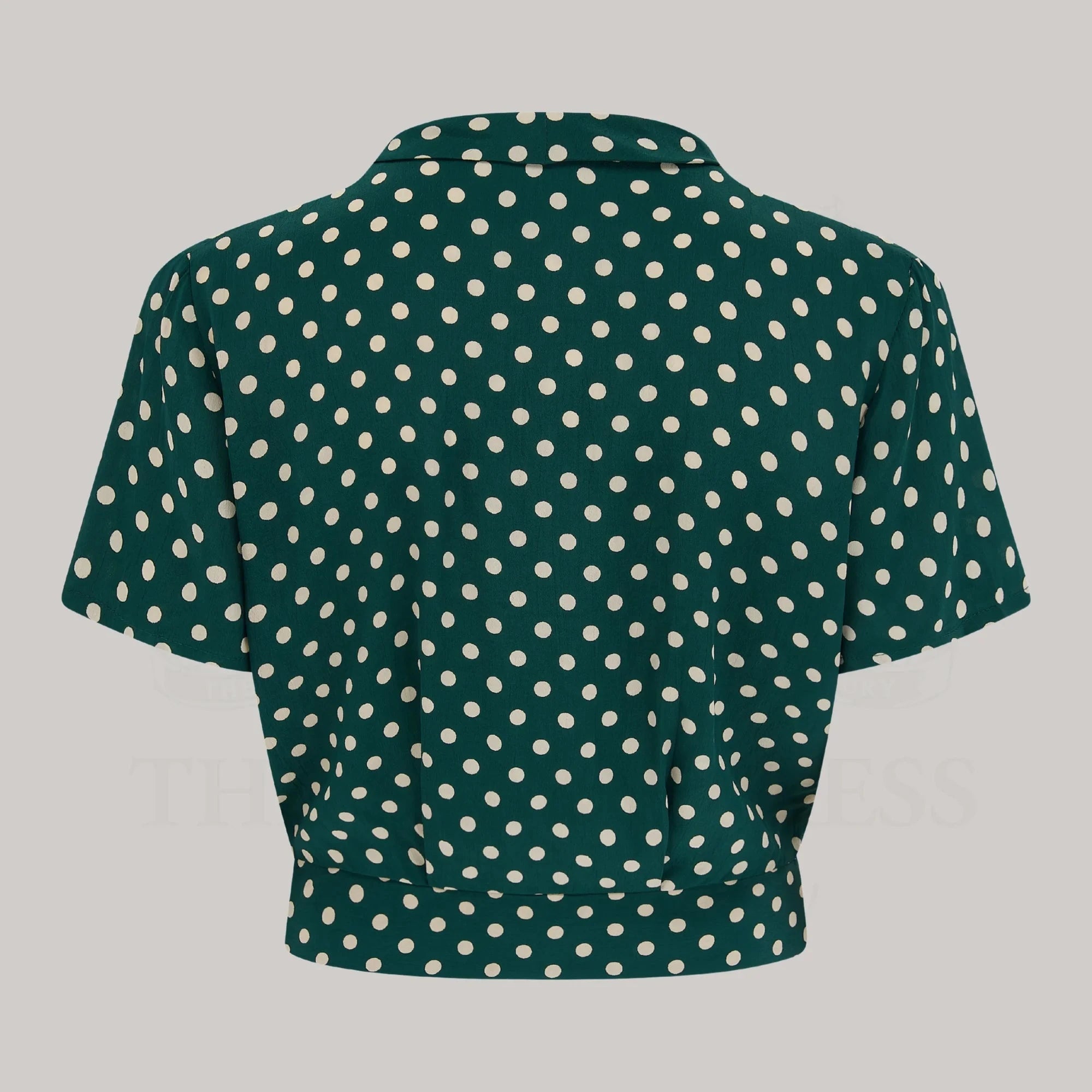 Bonnie kortærmet skjorte - grøn med prikker kortærmet skjorte Seamstress Of Bloomsbury 