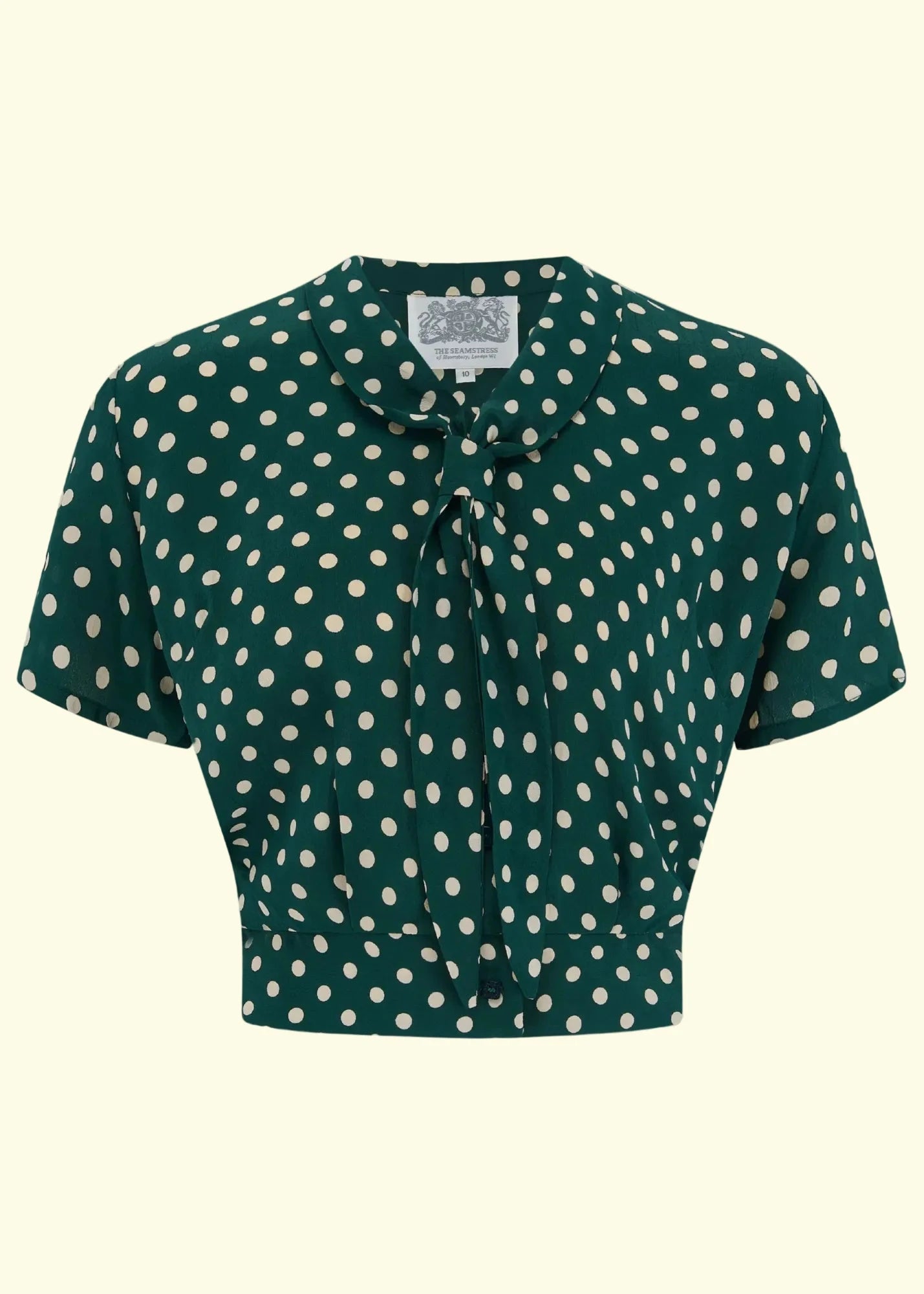Bonnie kortærmet skjorte - grøn med prikker kortærmet skjorte Seamstress Of Bloomsbury 