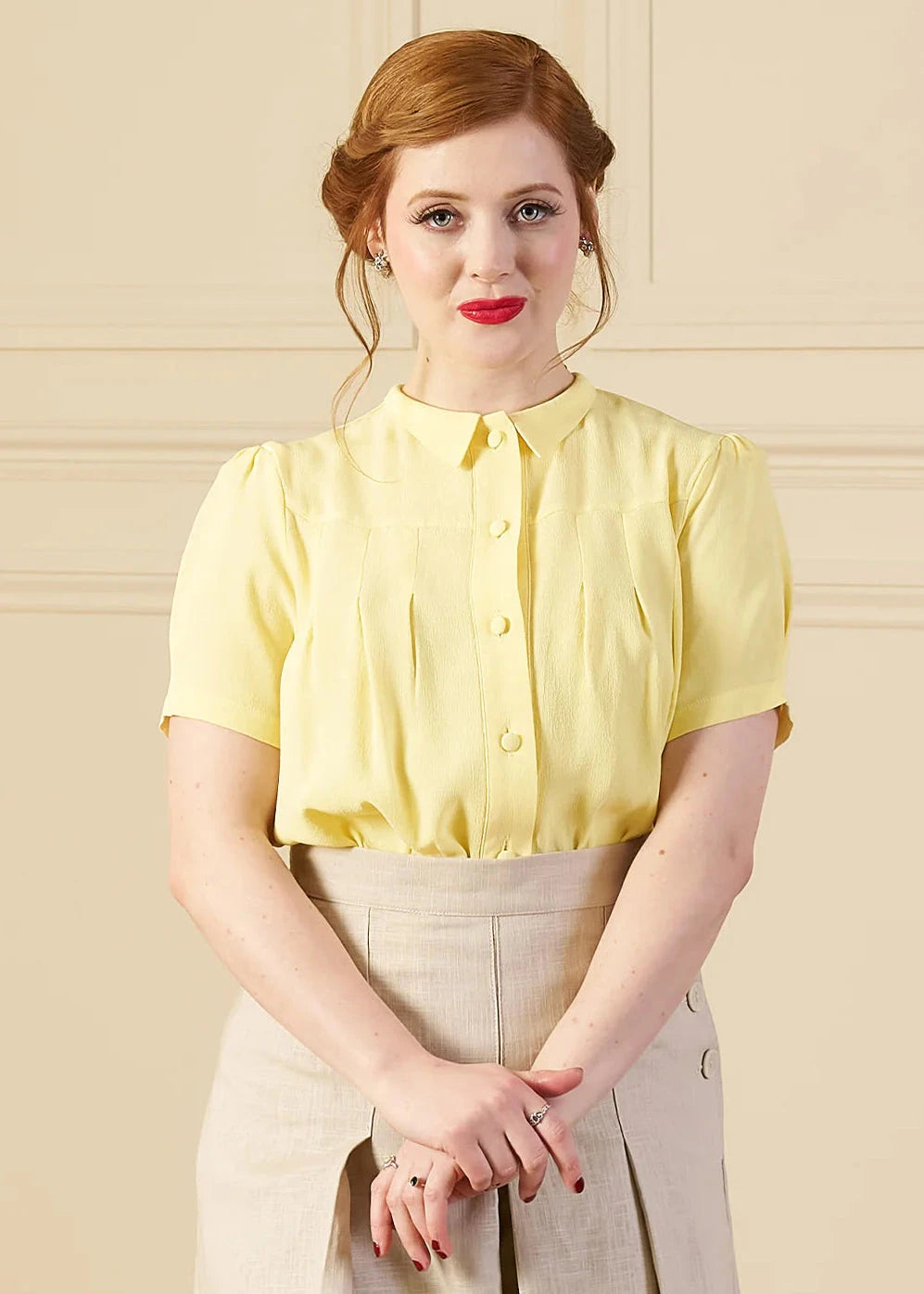 Bonnie kortærmet skjorte - gul kortærmet skjorte House of Foxy 