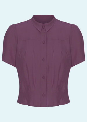 Bonnie skjorte i i lyng lilla kortærmet skjorte House of Foxy 