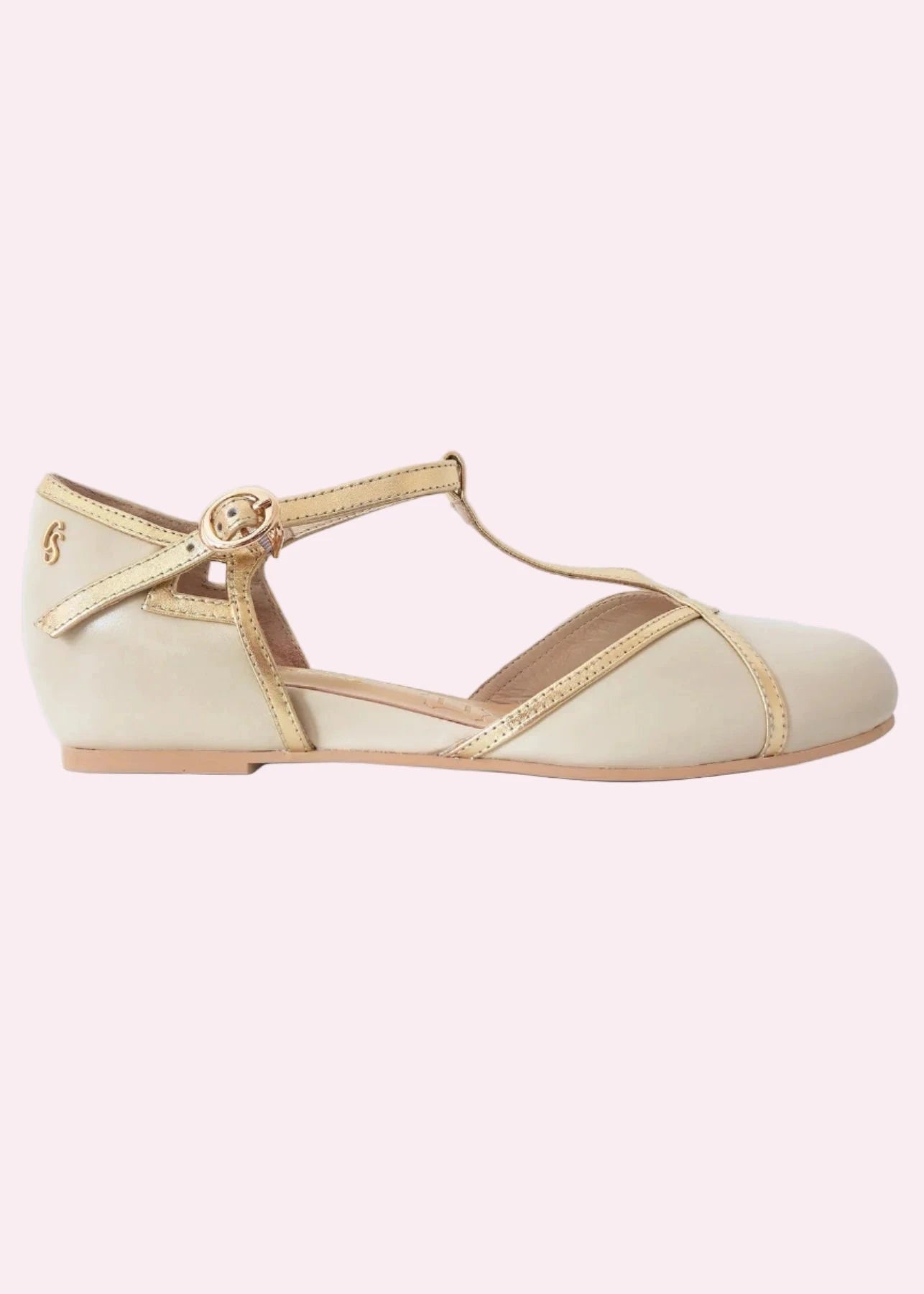 Budapest T-rem sko i råhvid og guld sko Charlie Stone 