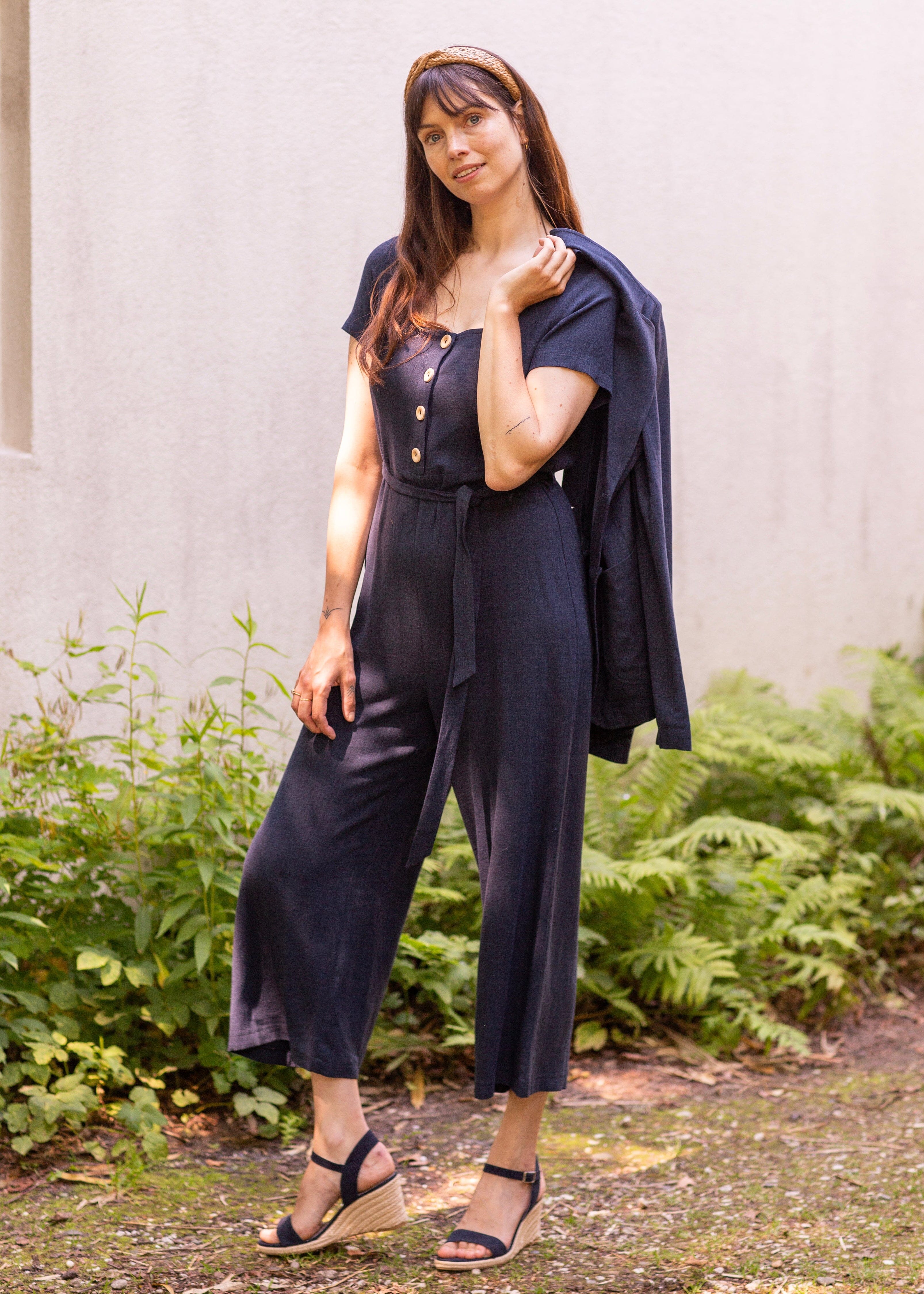 Buksedragt i linen - Navy skjortekjole Very Cherry 