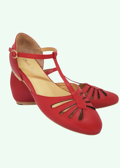 Charlie Stone: Singapore vintage stil læder sko i rød sko Charlie Stone 