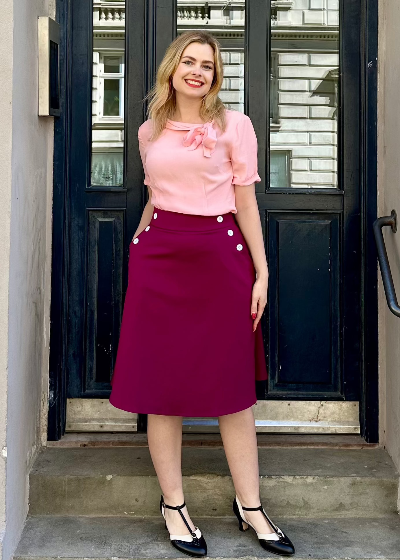 Cindy skjorte med korte ærmer i blossom pink kortærmet skjorte Seamstress Of Bloomsbury 