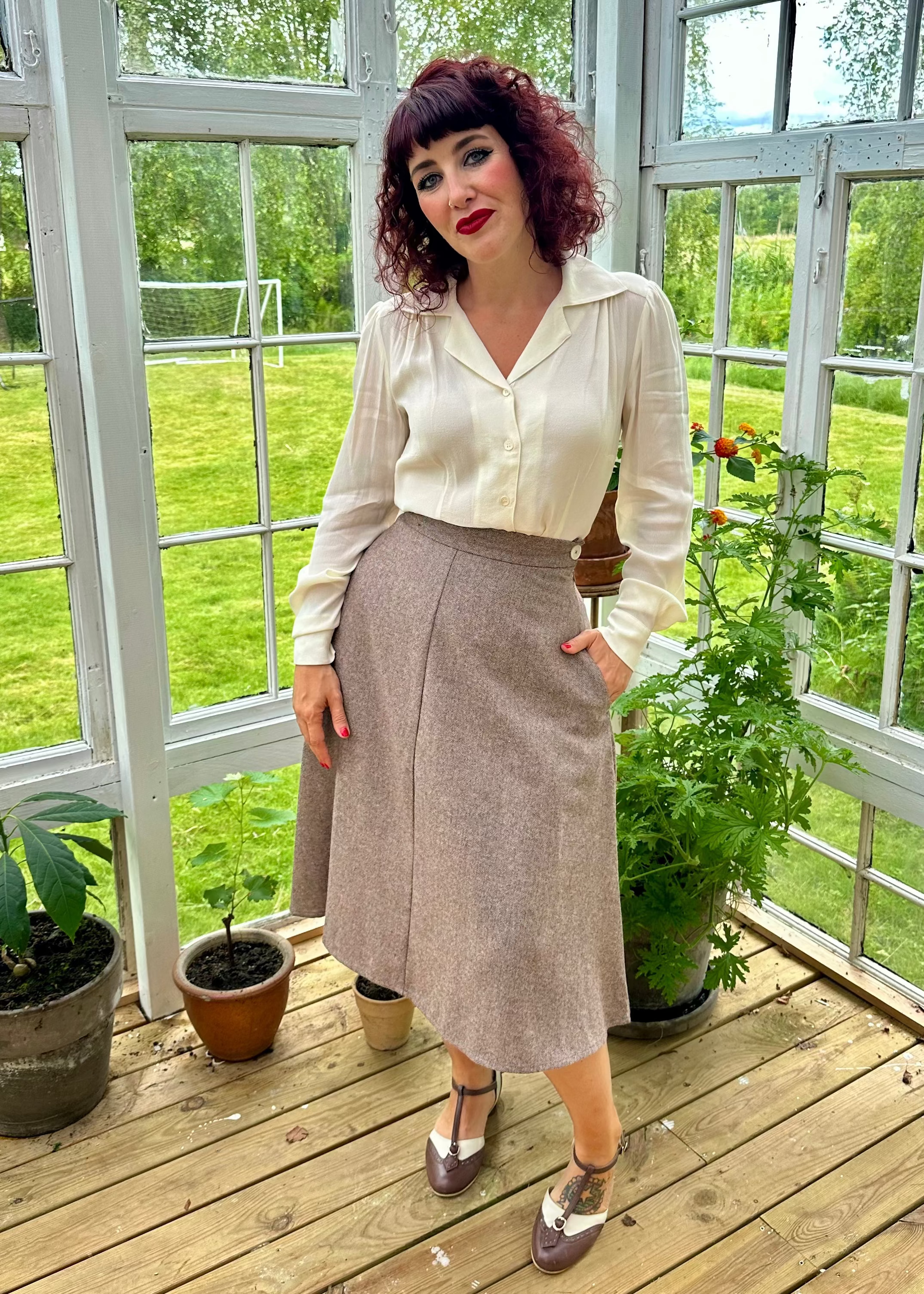 Classic A-line nederdel - brun uldblanding aline nederdel Weekend Doll 