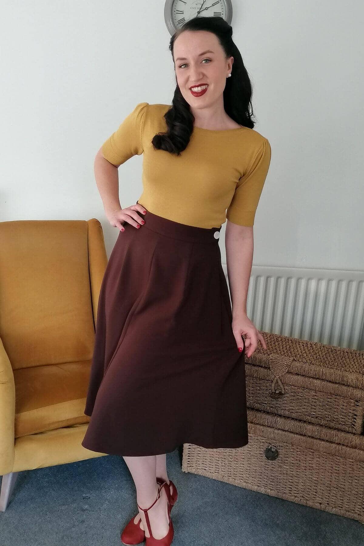 Classic A-line nederdel i brun aline nederdel Weekend Doll 