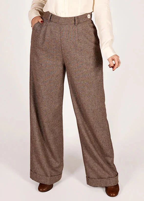 Classic vide bukser i brun uldblanding bukser Weekend Doll 