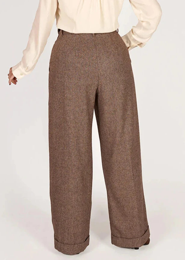 Classic vide bukser i brun uldblanding bukser Weekend Doll 