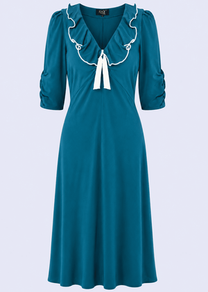 Cora bias-cut 1930'er kjole - teal aline kjole House of Foxy 