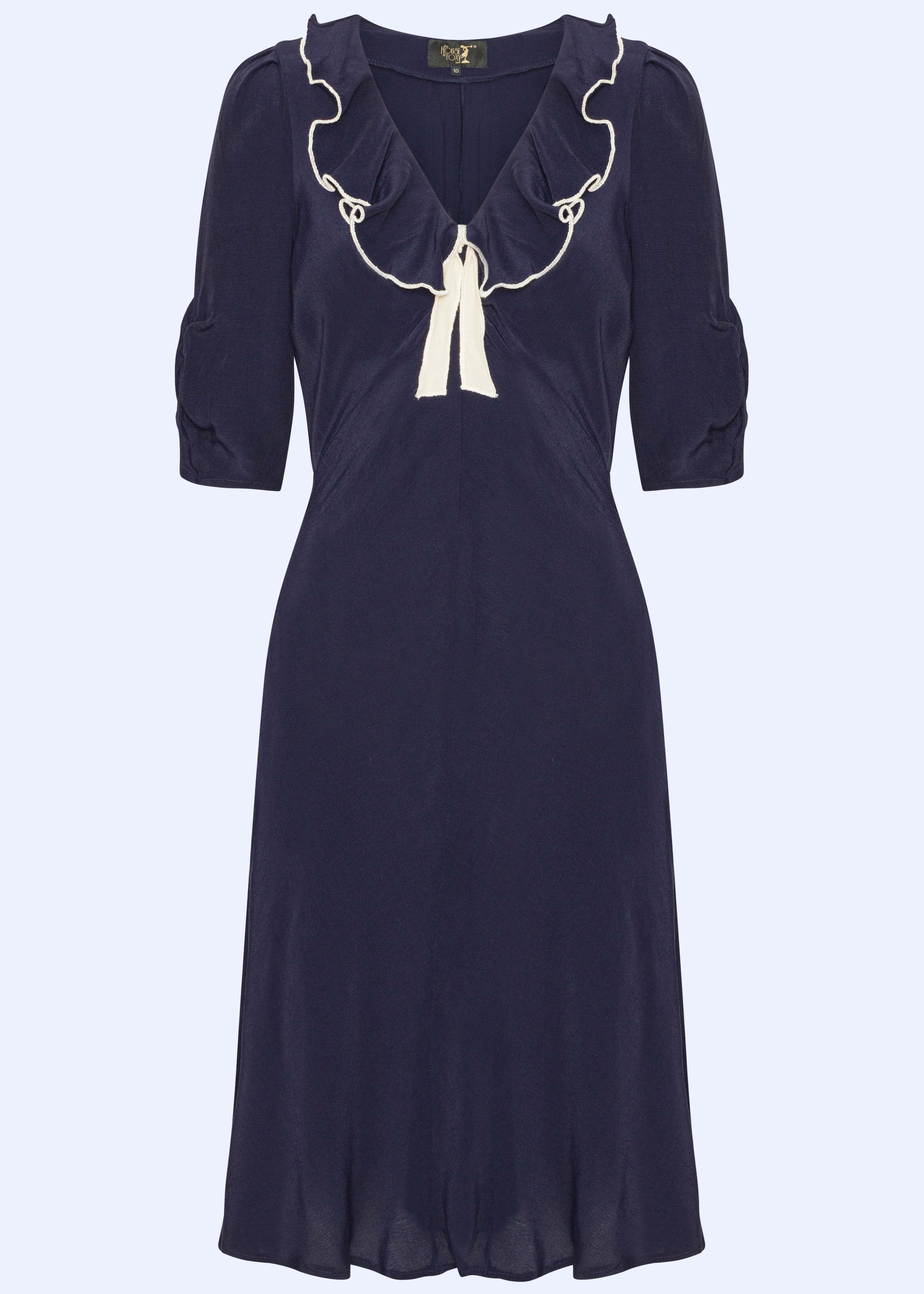 Cora bias-cut kjole i Navy blå aline kjole House of Foxy 