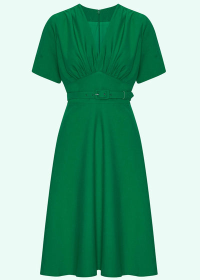 Daisy Dapper: Marilyn A-line kjole med korte ærmer i grøn Daisy Dapper 