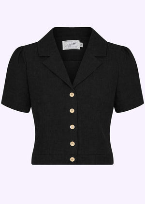 Daisy kortærmet skjorte - sort linen kortærmet skjorte Daisy Dapper 
