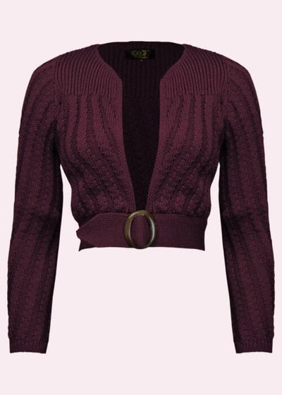 Datemaker 1940'er stils cardigan i aubergine cardigan House of Foxy 