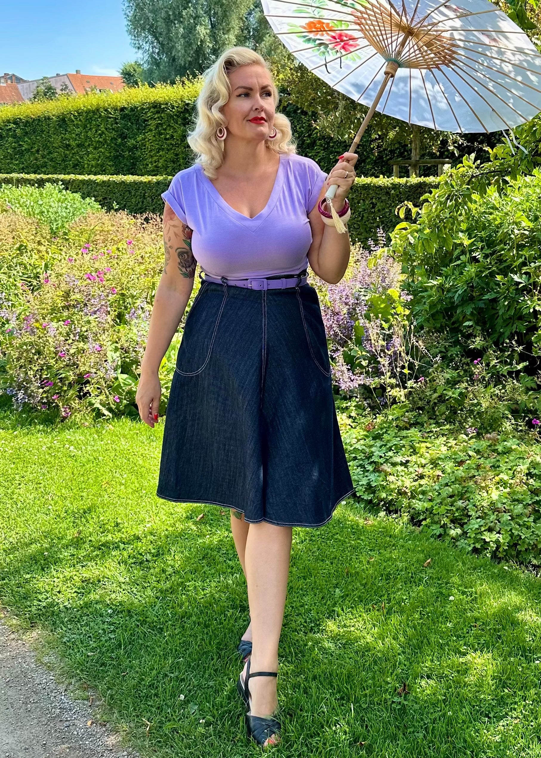 Denim Aline nederdel aline nederdel Freddies Of Pinewood 