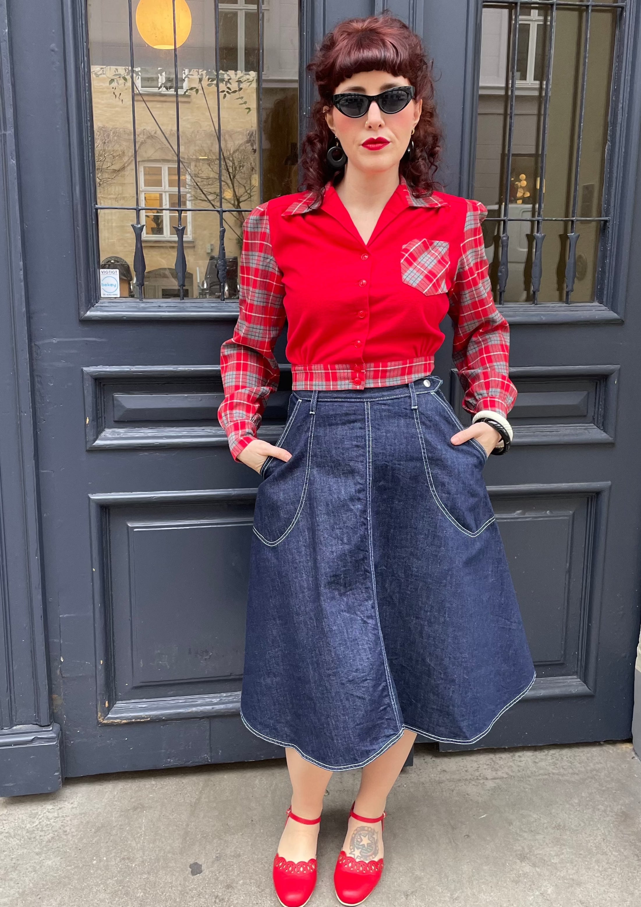 Denim Aline nederdel Freddies Of Pinewood 