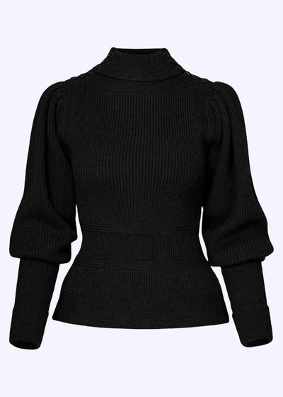 Edwardian Cycling Sweater i sort merinould bluse Emmy Design 