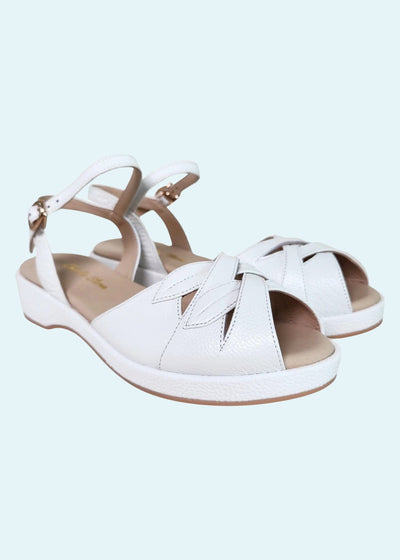 Elba hvid wedge sandal med bladmønster sko Charlie Stone 