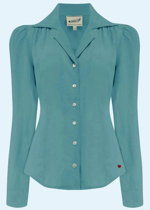 Gene langærmet skjorte i lys teal langærmet skjorte Weekend Doll 