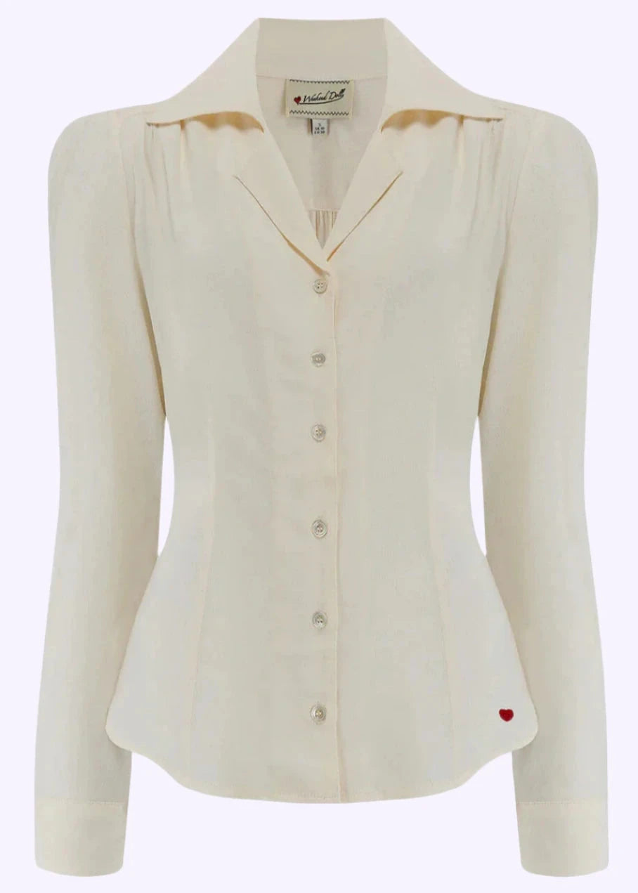 Gene langærmet skjorte i råhvid langærmet skjorte Weekend Doll 