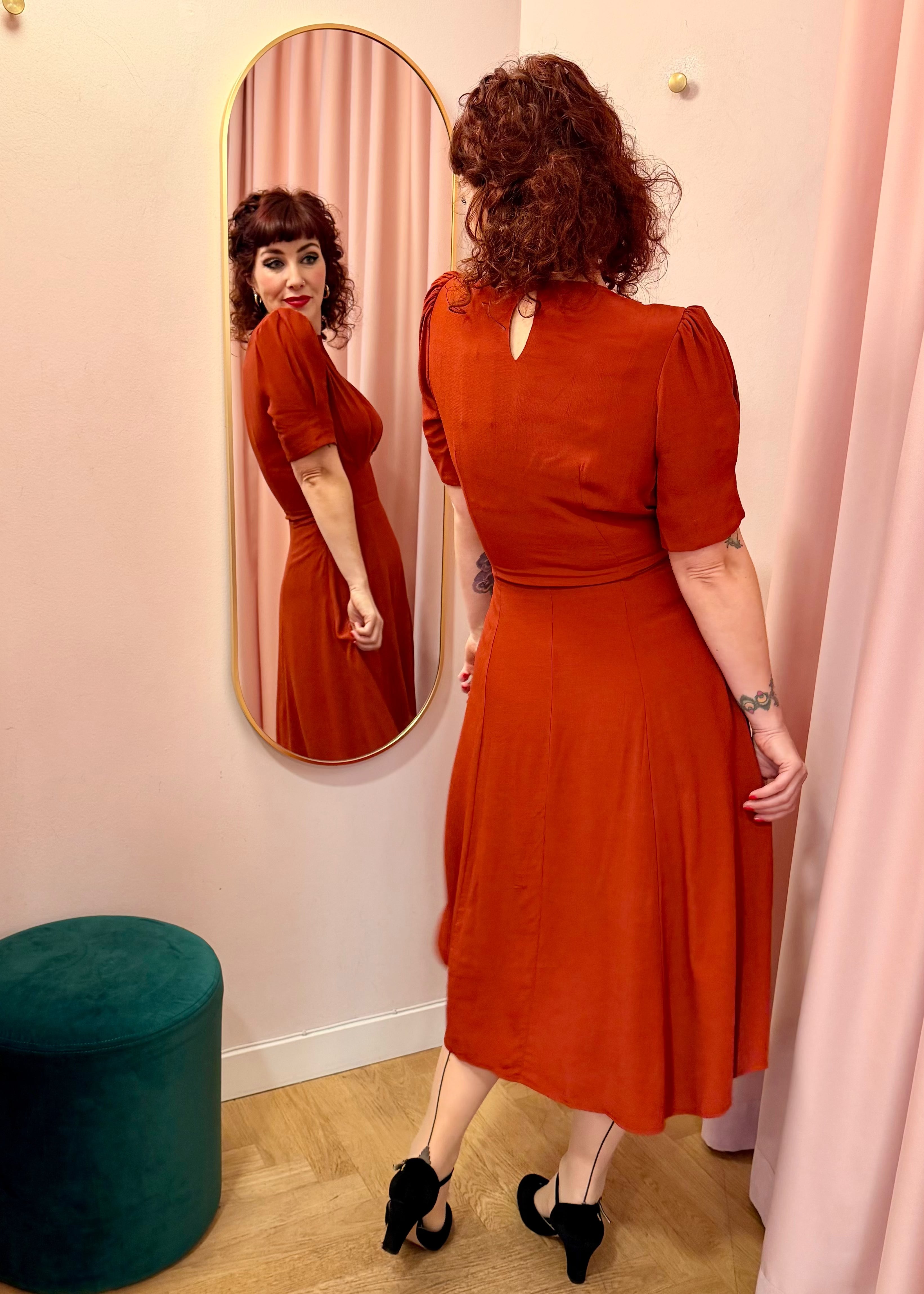 'Girl Friday' 1940'er stils kjole - rust aline kjole House of Foxy 