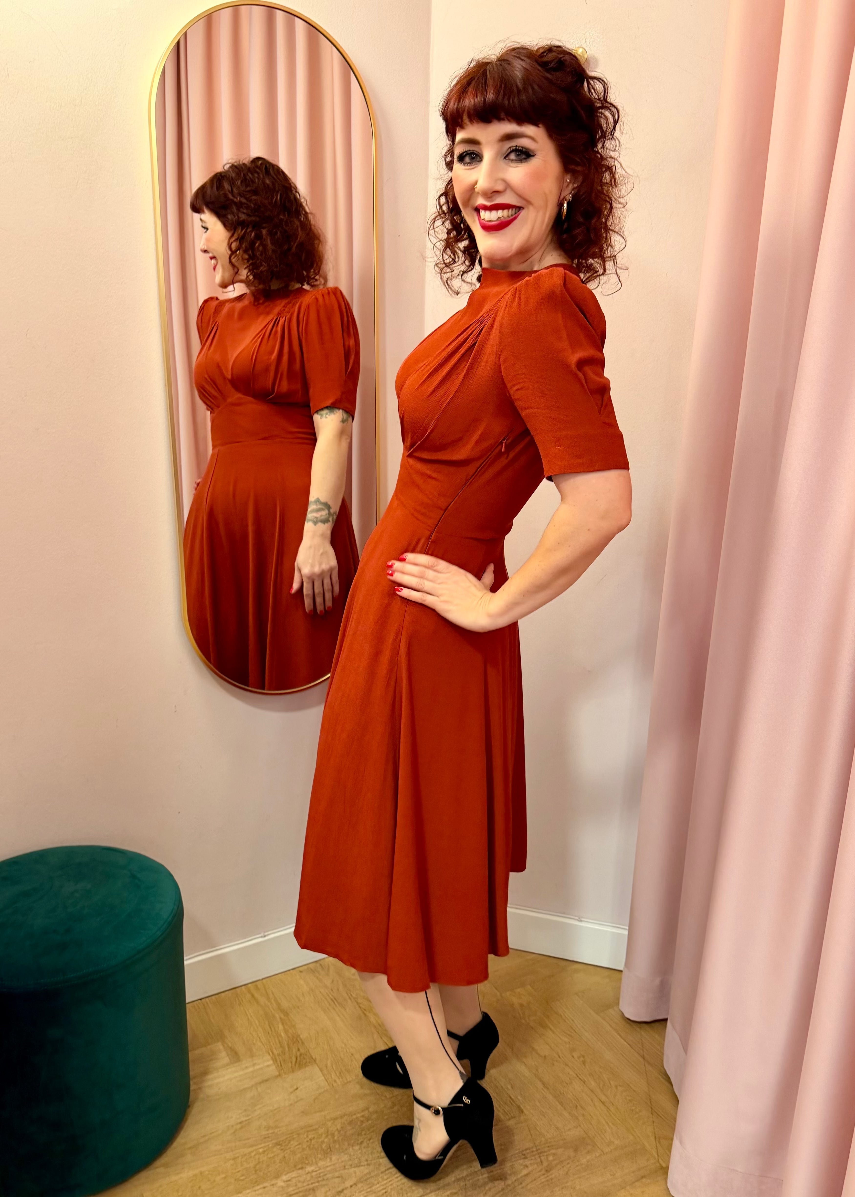 'Girl Friday' 1940'er stils kjole - rust aline kjole House of Foxy 