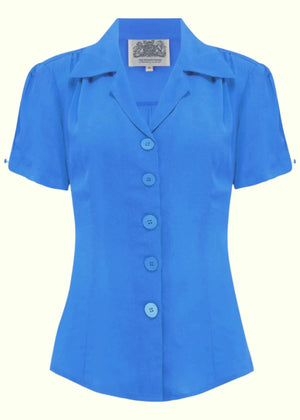 Grace kortærmet skjorte i Palace Blue kortærmet skjorte Seamstress Of Bloomsbury 