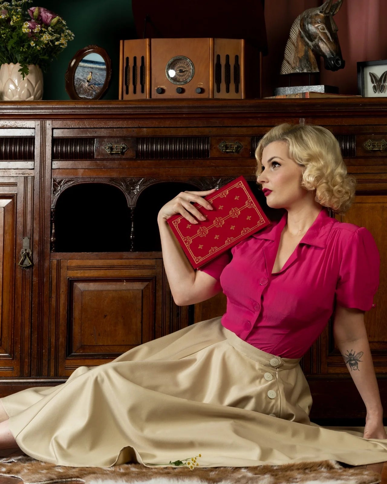 Grace kortærmet skjorte i pink Seamstress Of Bloomsbury 