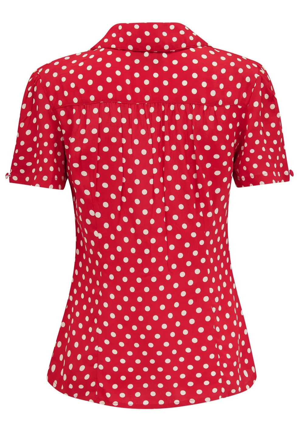 Grace kortærmet skjorte i rød med polkaprikker kortærmet skjorte Seamstress Of Bloomsbury 