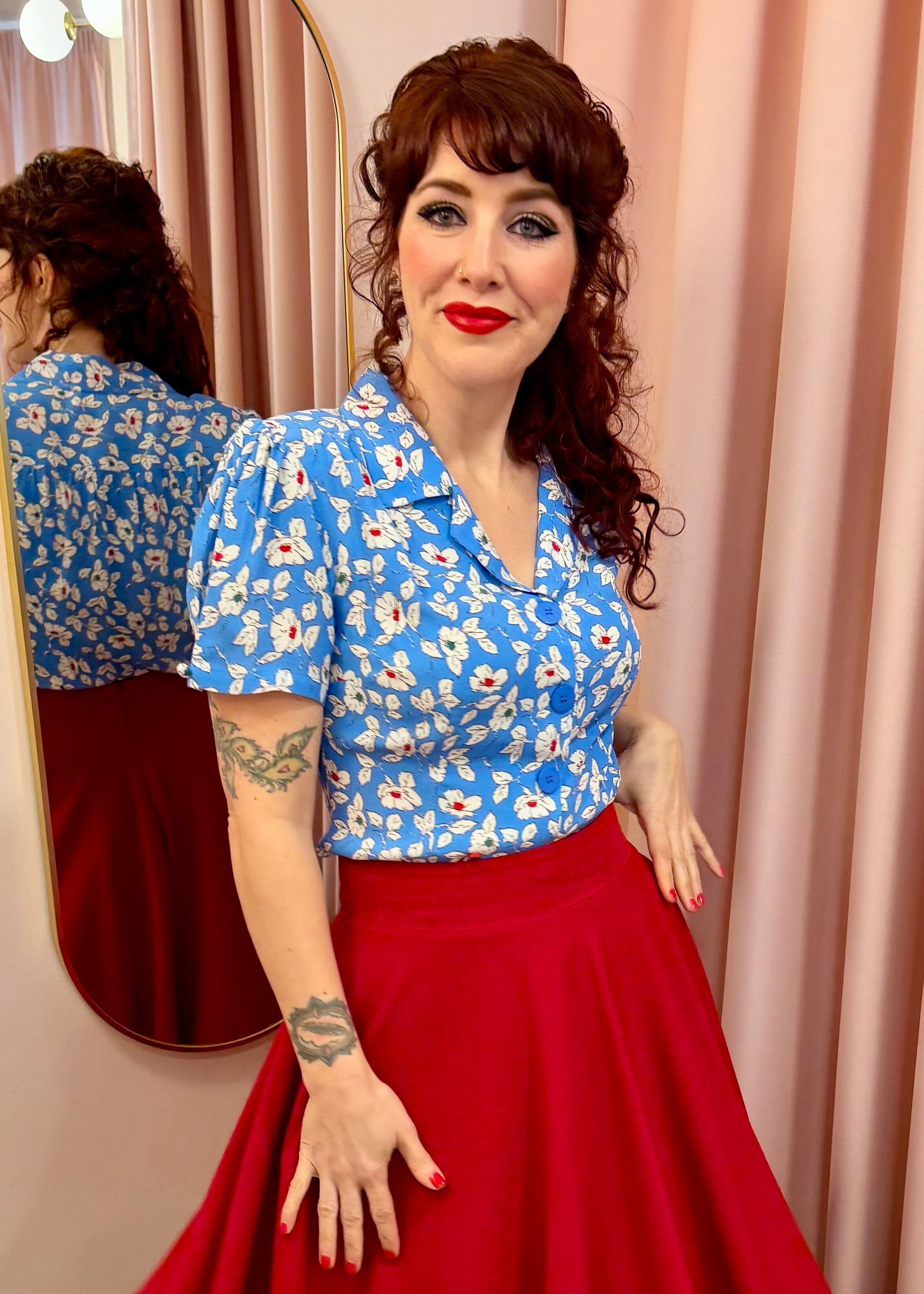 Grace kortærmet skjorte - palace pansy kortærmet skjorte Seamstress Of Bloomsbury 