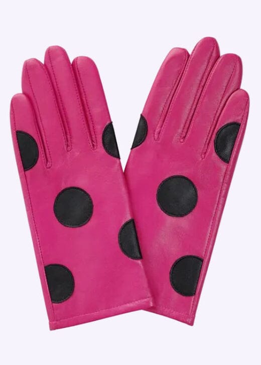 Handsker i skind - pink med polka prikker handsker Mabel Sheppard 