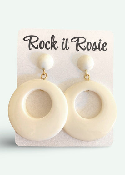 Hoop øreringe i 1950'er vintage stil, Cream Accessories Rock It Rosie 