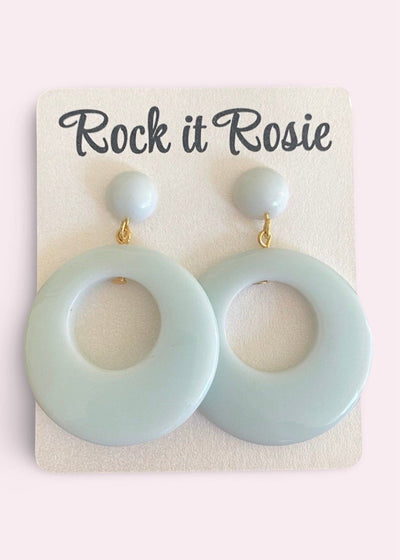 Hoop øreringe i 1950'er vintage stil, Pastel blå Accessories Rock It Rosie 
