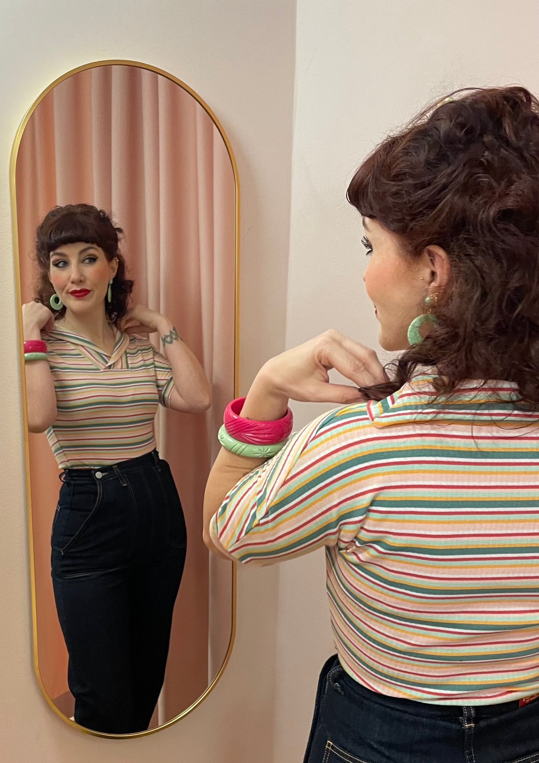 Hoop øreringe i 1950'er vintage stil, Pastel grøn Accessories Rock It Rosie 