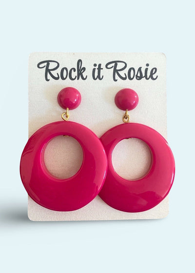 Hoop øreringe i 1950'er vintage stil, Pink Accessories Rock It Rosie 