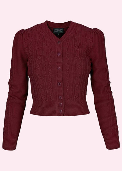 Ice Skater Cardigan i maroon melange merinould cardigan Emmy Design 