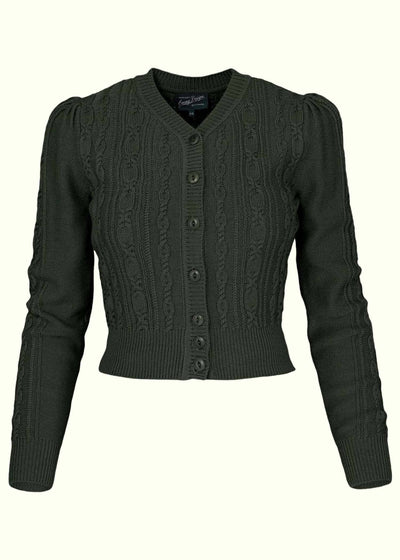 Ice Skater Cardigan i pine green merinould cardigan Emmy Design 